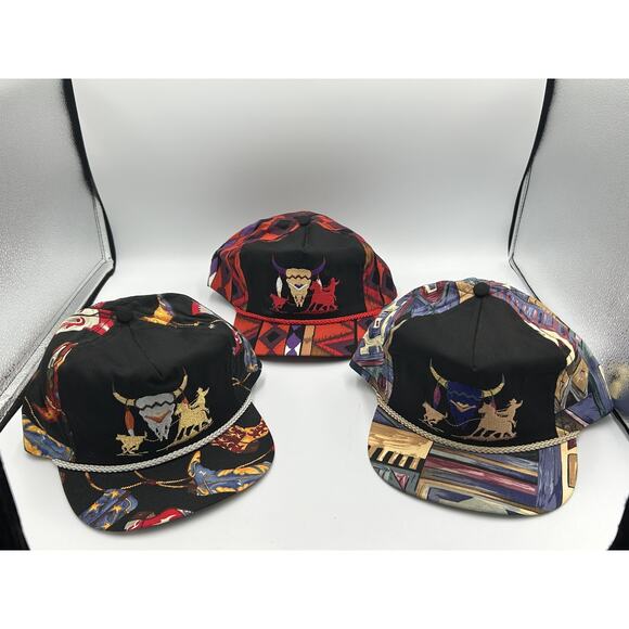 VINTAGE Bob Massey Hat Cap Strap Back Southwestern Western Lot of 3 Mens 90s - Picture 1 of 16